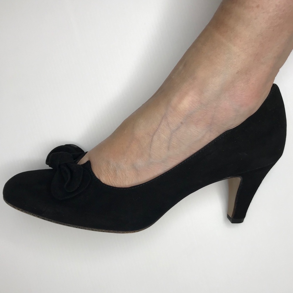 Black Suede Heels with Bow Size 8